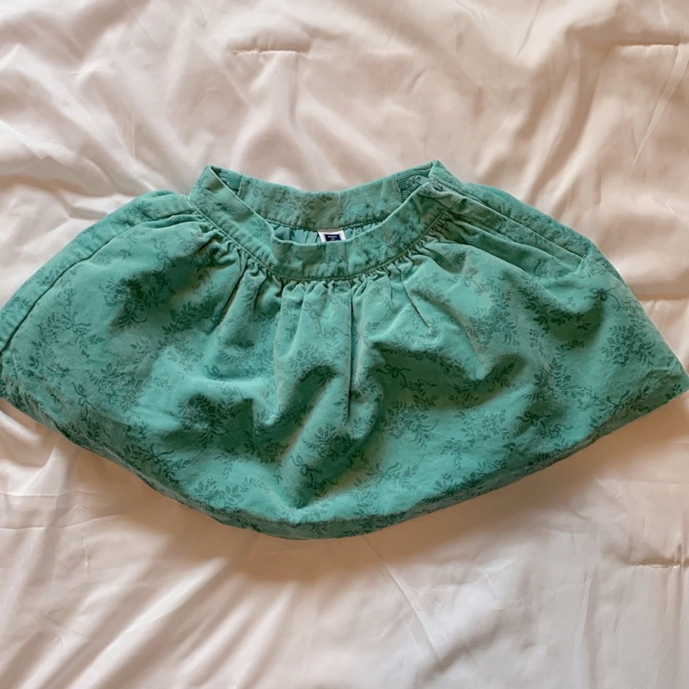 Janie and Jack 18-24 months girl teal floral velveteen skirt